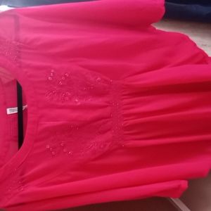 Sheer fuchsia poncho/tunic top